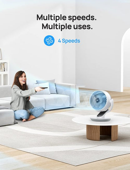 DREO Oscillating Fan for Bedroom, 13 Inch Quiet Table Fans for Home Whole Room, 70ft Powerful Airflow, Desk Air Circulator Fan with Remote, 120° Adjustable Tilt, 4 Speeds, 8H Timer, for Office Desktop