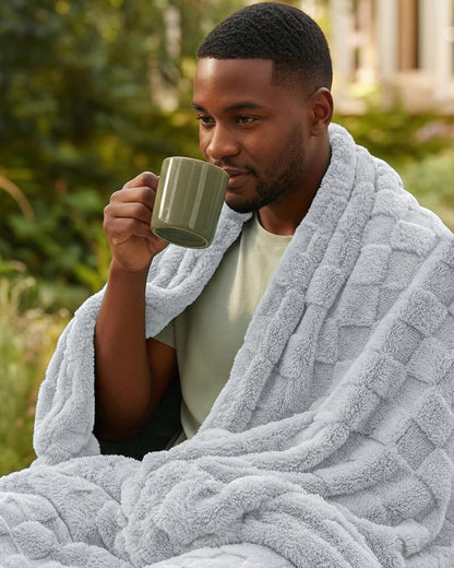 Utopia Bedding Cool Grey Checkered Fleece Throw Blanket - Soft Plush Cozy Design | 50x60 Inches