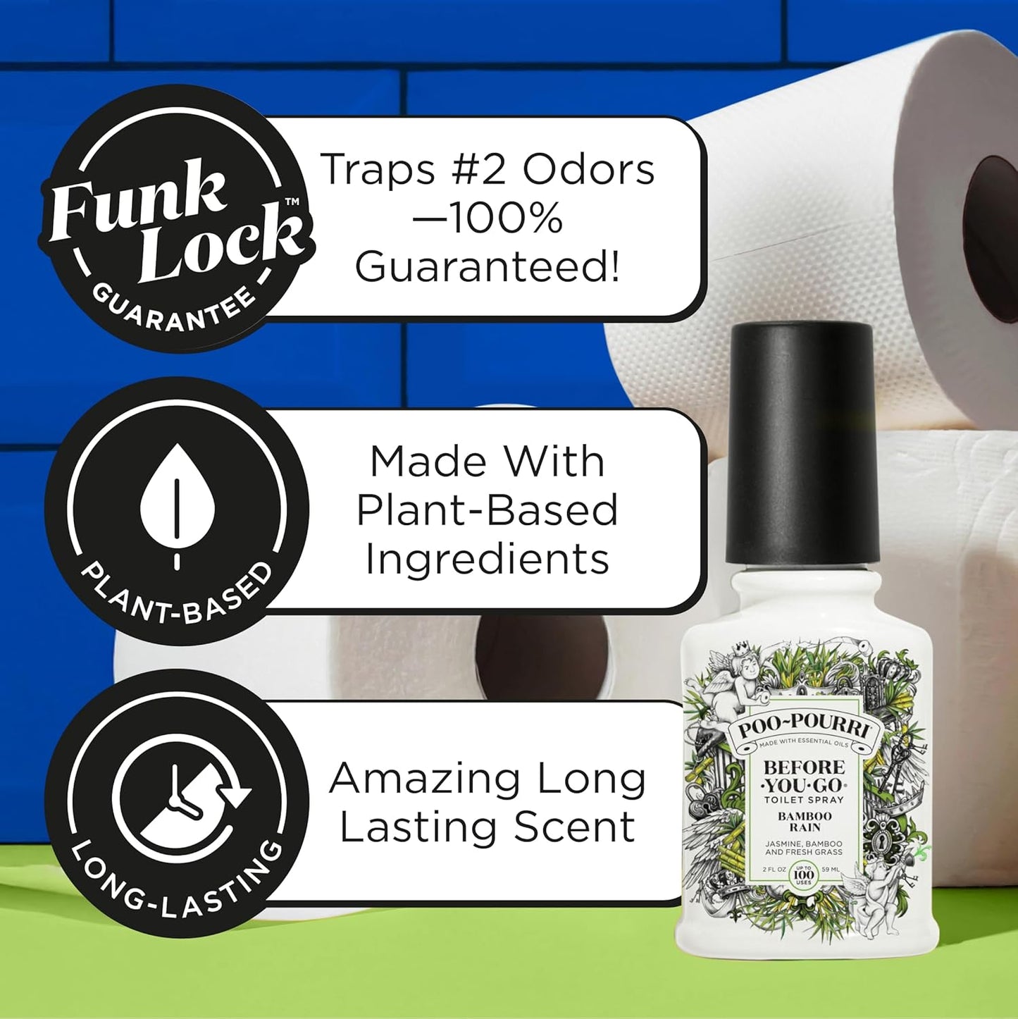 Poo-Pourri Before-You-Go Toilet Spray - Bamboo Rain | 2 Fl Oz, Essential Oil Bathroom Deodorizer, TSA Approved