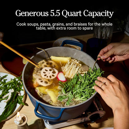 Our Place Perfect Pot - 5.5 Qt Ceramic Cookware with Lid & Spatula | Patented 8-in-1 Nonstick, PFAS-Free, Oven-Safe Up to 450°F