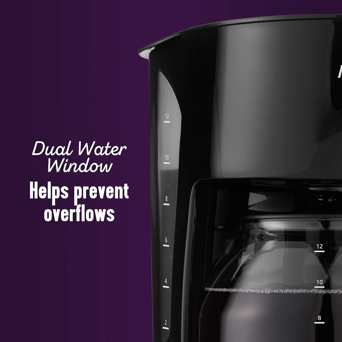 Mr. Coffee 12-Cup Black Coffee Maker - Auto Pause Feature & Glass Carafe for Home & Office