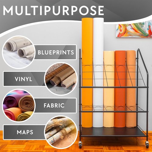 Blueprint Holder Storage Organizer - 20-Compartment Rack for Posters, Maps & Papers