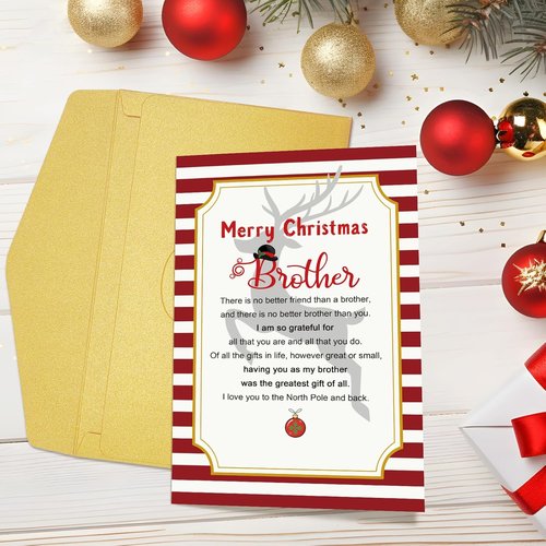 Chenive | Merry Christmas Card for Brothers - Heartfelt Holiday Greeting Card Gift