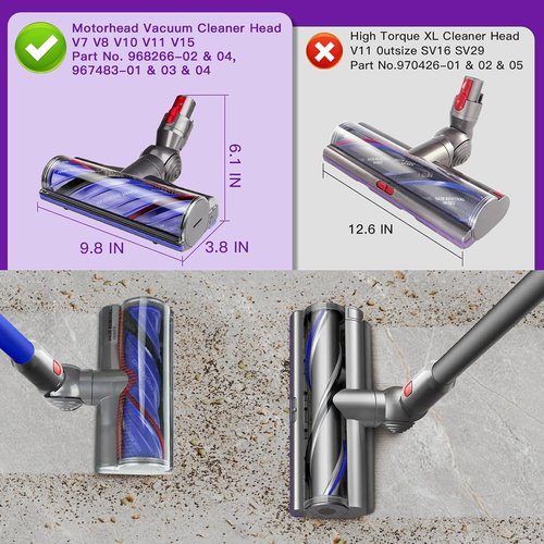 Lemige Vacuum Attachments - Replacement Head for Dyson V7, V8, V10, V11, V15 | Anti-Tangle Motor Brush