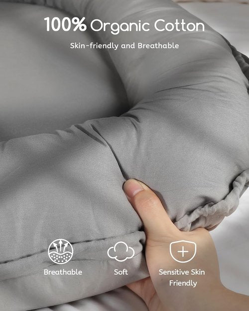 Baby Lounger - Pure Cotton Infant Lounger for Newborns 0-24 Months | Breathable & Portable Nest for Boys & Girls