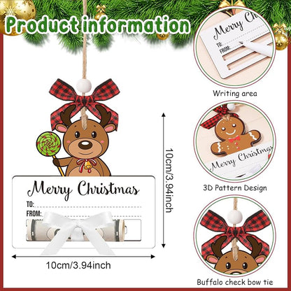 6 Pcs Wooden Christmas Money Holder Ornaments – Reindeer & Snowman Gift Wallets (Variation: 6+Bright Style)