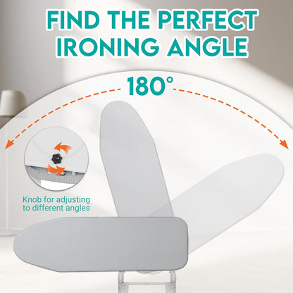 Zoes Homeware Wall Mounted Ironing Board - Space-Saving Design with 180° Rotation | 36" x 12", Silver