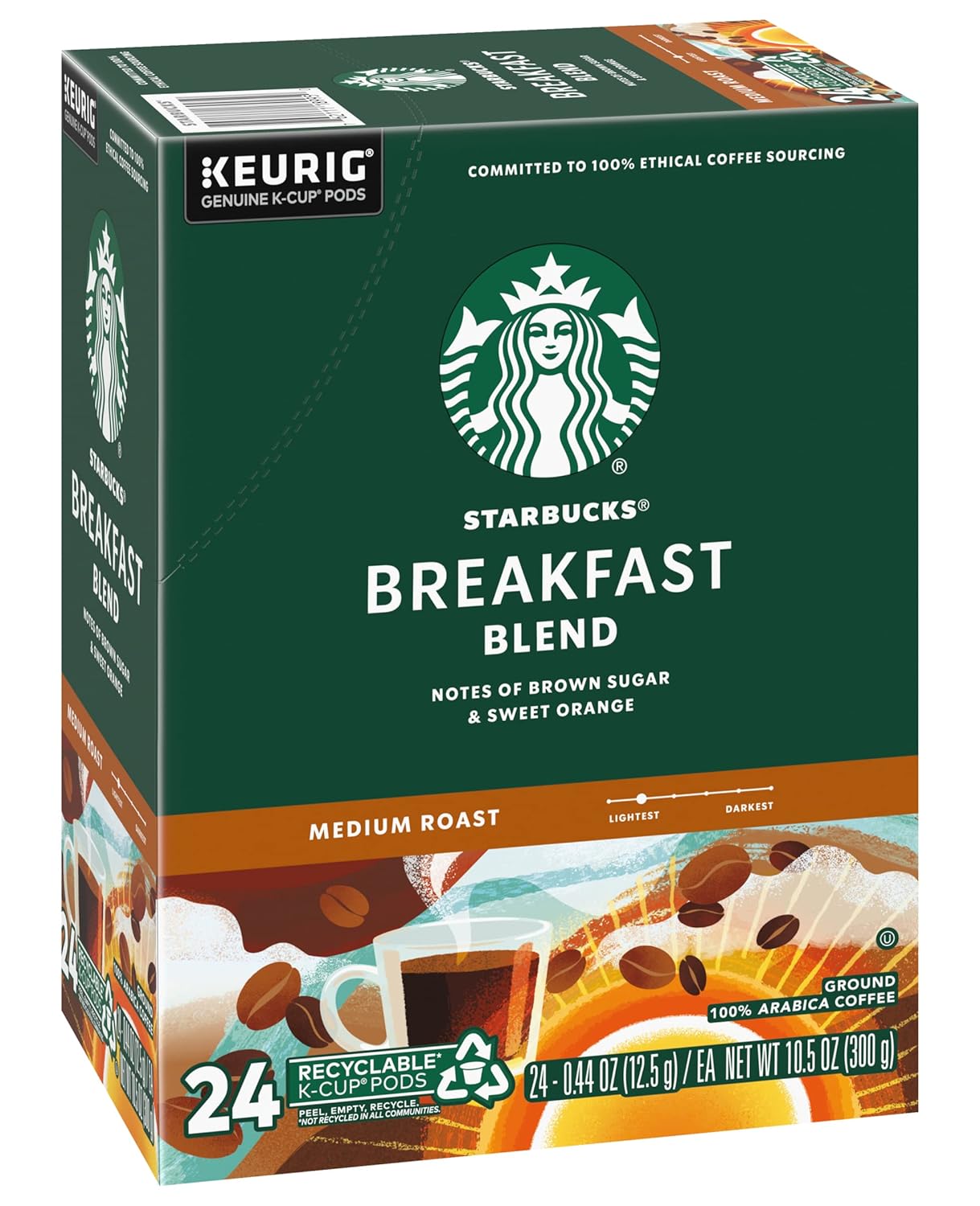 Starbucks Breakfast Blend Coffee K-Cups - Smooth & Flavorful | 72 Count Pack