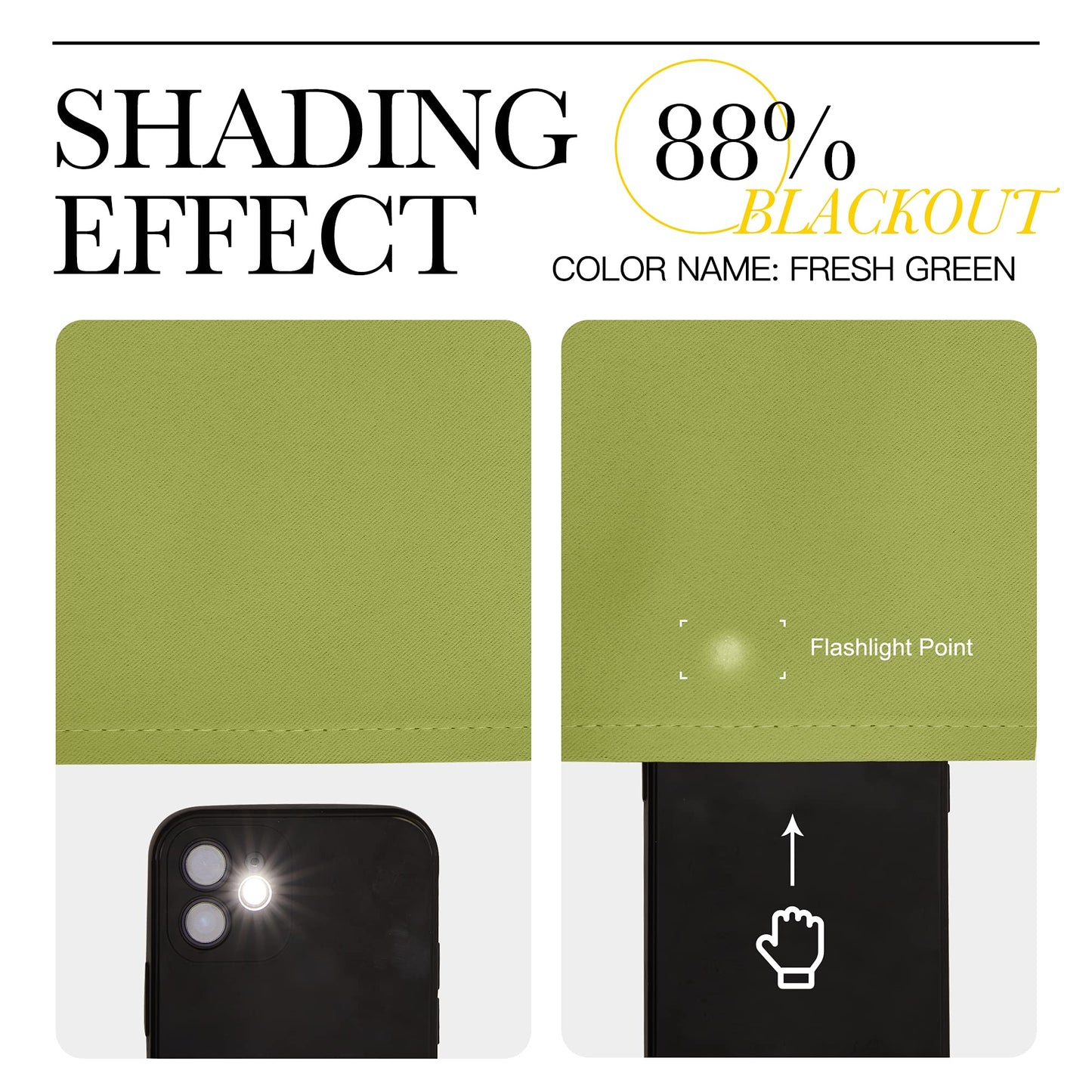 NICETOWN Bedroom Room Darkening Curtains and Drapes - Energy Smart Thermal Insulated Solid Grommet Room Darkening Draperies for Living Room (2 Panels, 66 inches x 72 inches, Fresh Green)