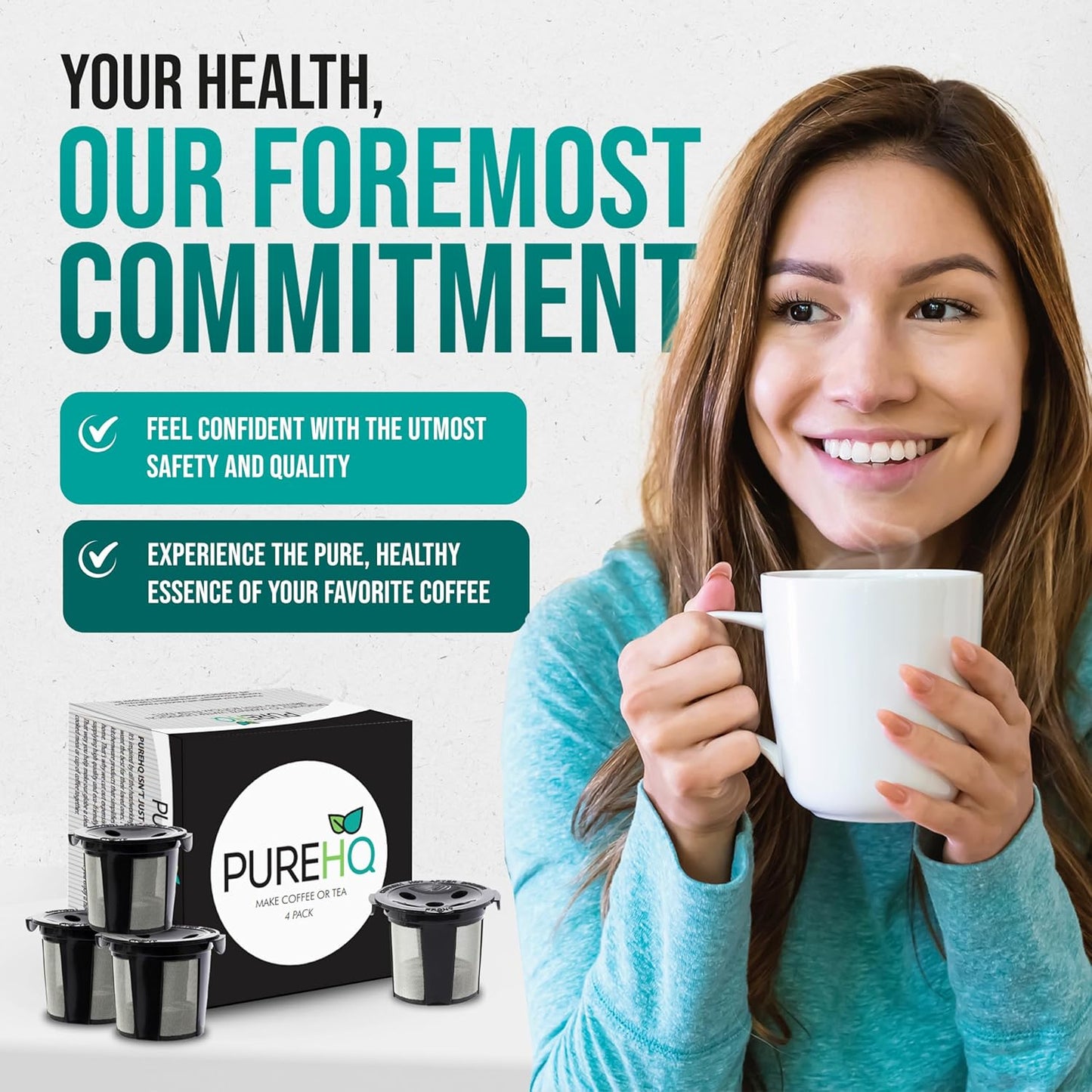 PureHQ Reusable K Cups for Keurig Coffee Makers - MultiStream Refillable Pods - 4 Pack