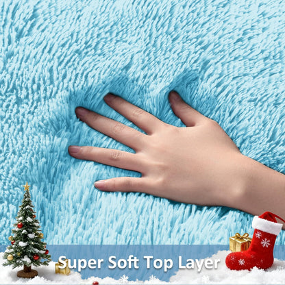 Ophanie Light Blue Area Rug - Soft Shag Carpet for Living Room & Nursery | 8x10 Size