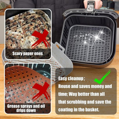 Golden Associate Silicone Liners - Non-Stick Reusable Air Fryer Basket | 2 Pcs, 9" Top Size, 8" Bottom Size