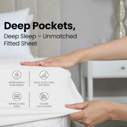 Utopia Bedding Full Fitted Sheet - Deep Pocket Soft Microfiber - Fade Resistant & Easy Care - White