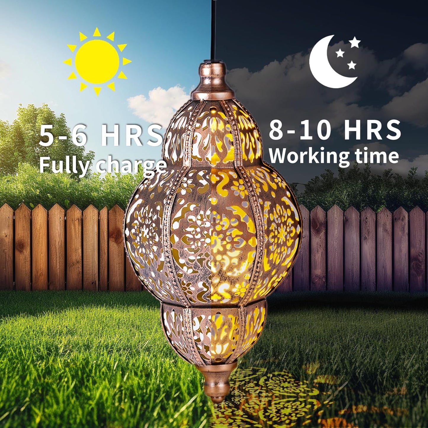 Skiennix Solar Lanterns - Outdoor Garden Decor with Moroccan Chandelier Design | Perfect for Patios & Gazebos