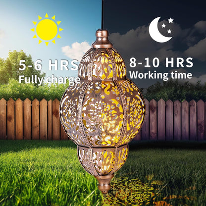 Skiennix Solar Lanterns - Outdoor Garden Decor with Moroccan Chandelier Design | Perfect for Patios & Gazebos