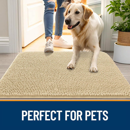 OLANLY Dog Door Mat - Absorbent Non-Slip Chenille Mat for Muddy Paws | 36x24 Inches, Quick Dry, Indoor Entryway Carpet
