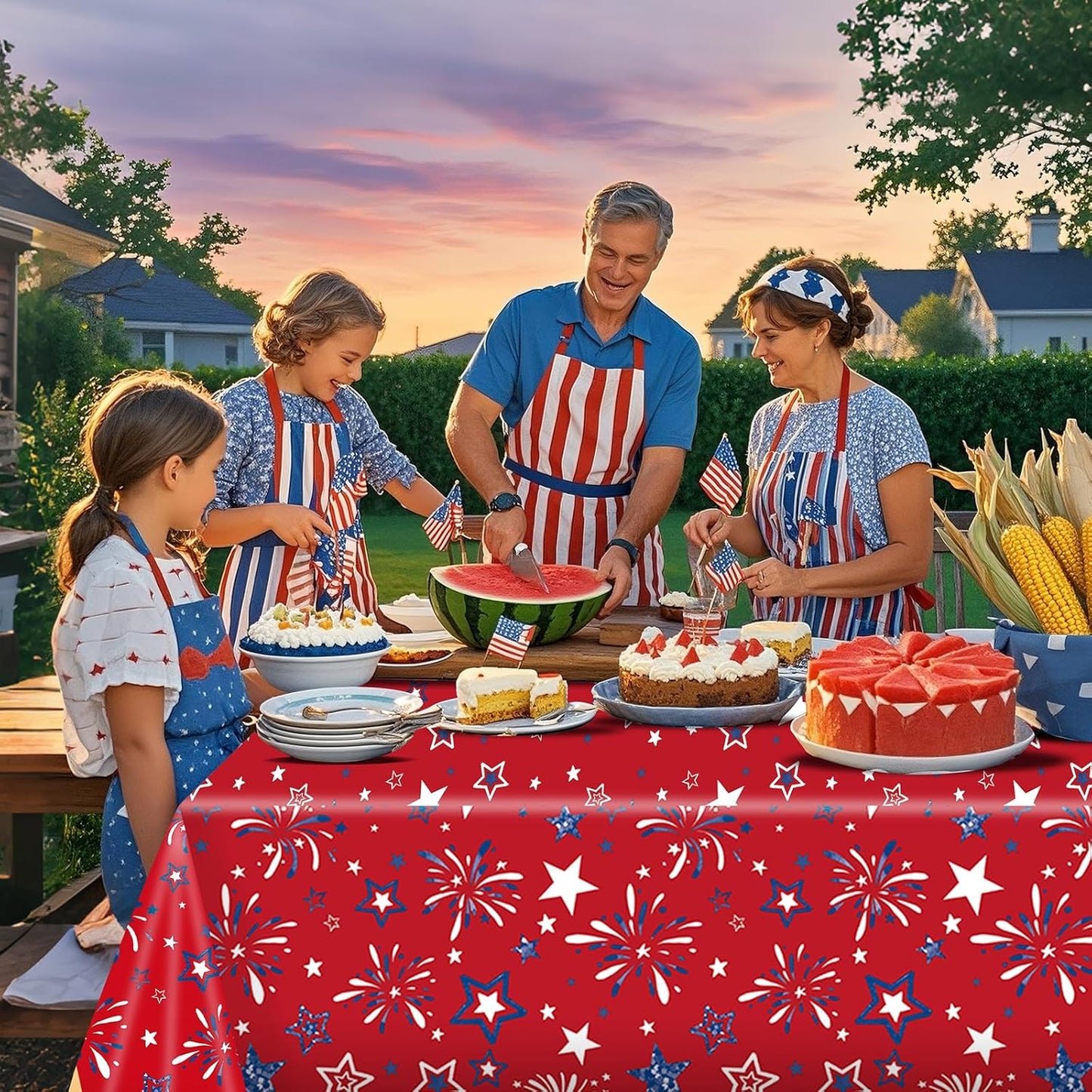 Patriotic Tablecloth Set by [Brand Name] - 3 Pcs Red, White & Blue Disposable Table Covers | 54 x 108 Inch for 4th of July & Memorial Day Celebrations