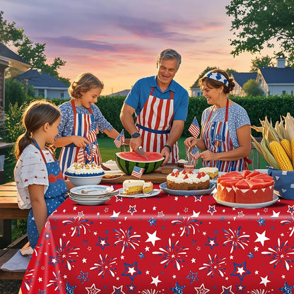 Patriotic Tablecloth Set by [Brand Name] - 3 Pcs Red, White & Blue Disposable Table Covers | 54 x 108 Inch for 4th of July & Memorial Day Celebrations