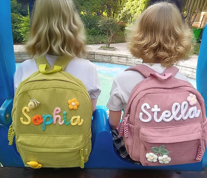Personalized Toddler Backpack for Girls - Small Corduroy School Bag