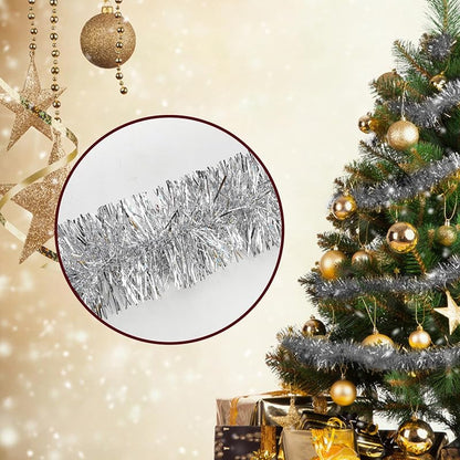 Ohiyoo 200 ft Silver Tinsel Garland Wall Hanging Streamers for Christmas Party Decoration - 8 x 24.6 ft