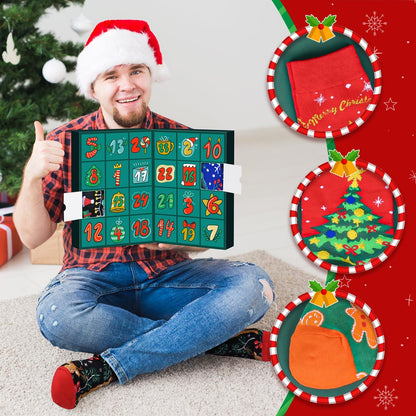 MOVINPE Advent Calendar Socks - 24 Pairs of Funny Christmas Crew Socks for Adults | Warm Cotton Countdown Gifts