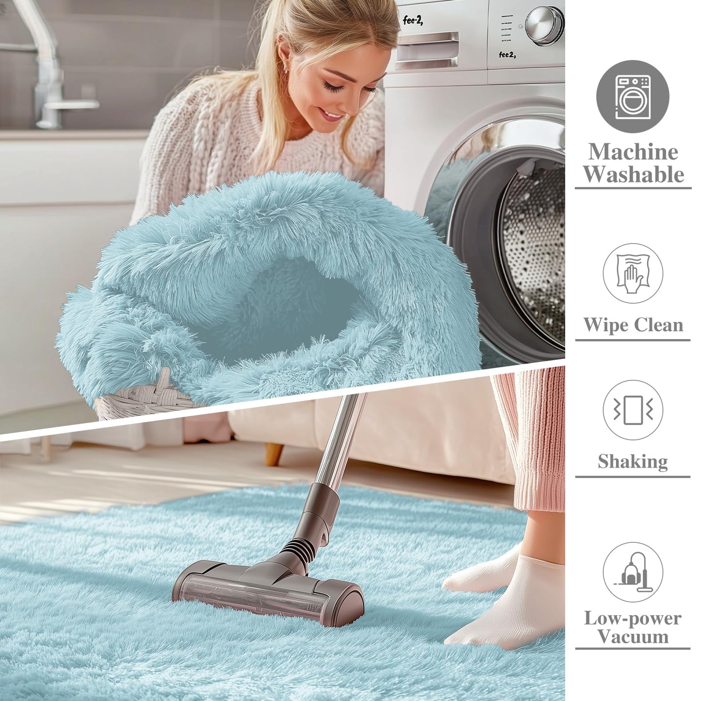 OLANLY 6x9 Machine Washable Large Area Rugs for Living Room, Bedroom, Soft Fluffy Shaggy Bedside Rug, Indoor Floor Carpet for Kids Girls and Boys, Dorms, Nursery, Home Decor Aesthetic, Light Blue
