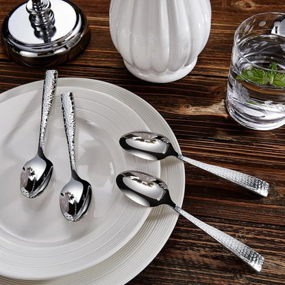 KEAWELL Premium Hammered Silverware Set - 18/10 Stainless Steel, Service for 4/8/12, Dishwasher Safe