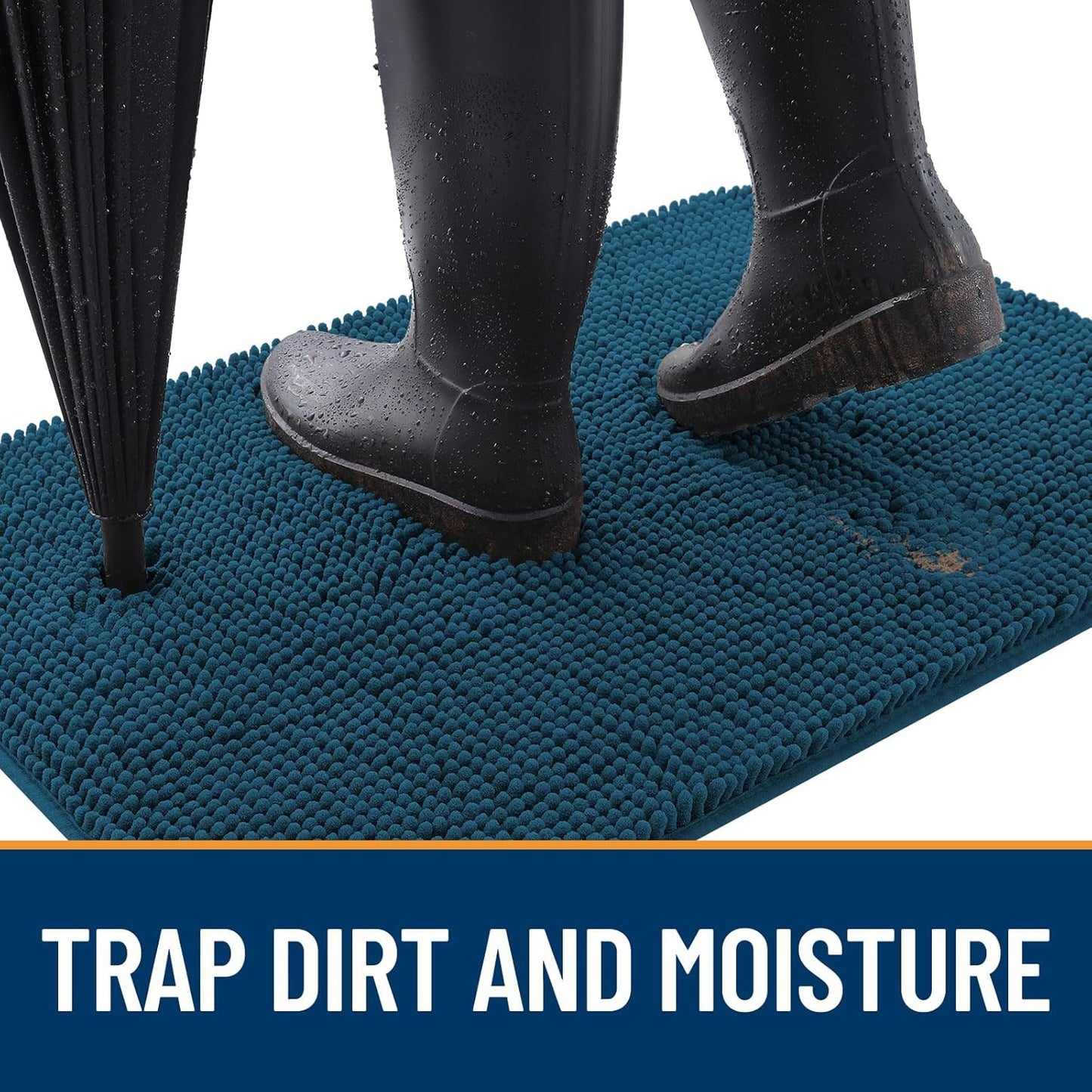 OLANLY Dog Door Mat - Absorbent Non-Slip Washable Doormat for Muddy Paws | 70x24, Atlantic Blue
