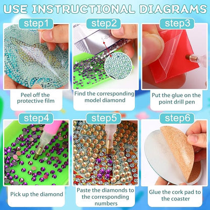 Christmas Gnome Diamond Art Coasters Kit - 8 Pcs by Ekuxom (Variation: Christmas Gnome)