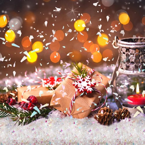 Kasyat Fake Snow Powder - Christmas Twinkles Decoration Craft | 250g White & AB Color Flakes