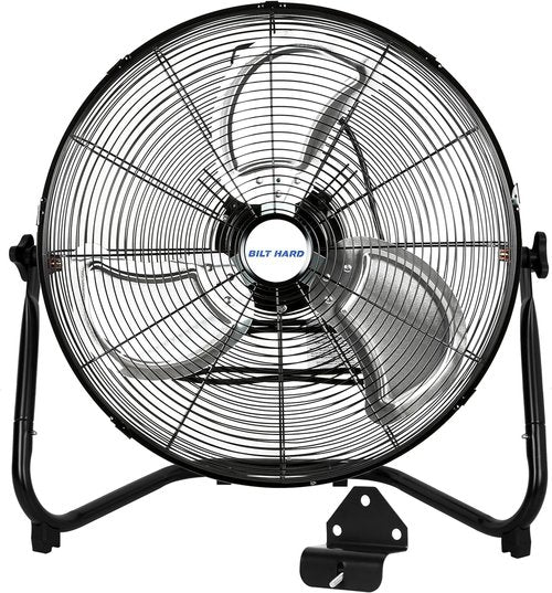 BILT HARD 4650 CFM 20" High Velocity Floor Fan, 3-Speed Heavy Duty Metal Fan with Wall-Mounting System, Industrial Shop Fan for Commercial, Garage, and Greenhouse