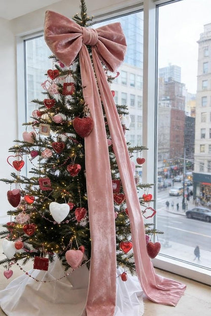 Giant 3D Pink Velvet Bow Decoration - 32"x250" for Doors & Windows | Perfect for Valentine's Day & Christmas