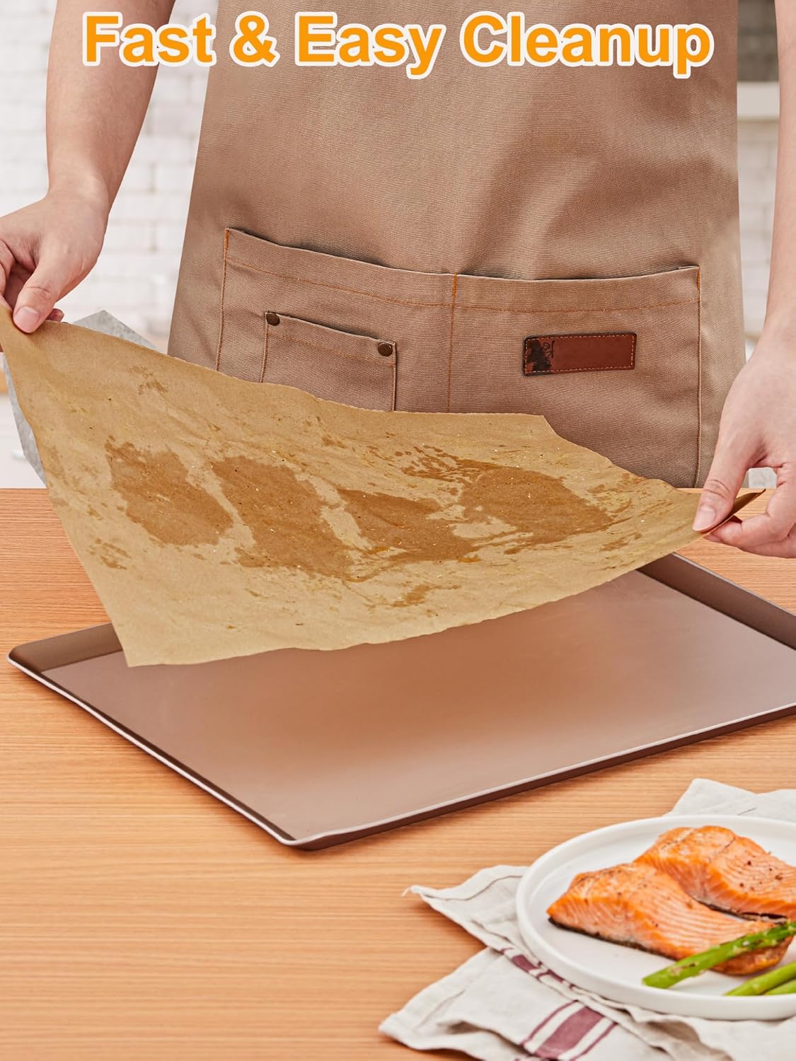 SMARTAKE Parchment Paper Roll - Non-Stick Unbleached Baking Paper, 12" x 240 ft with Slide Cutter