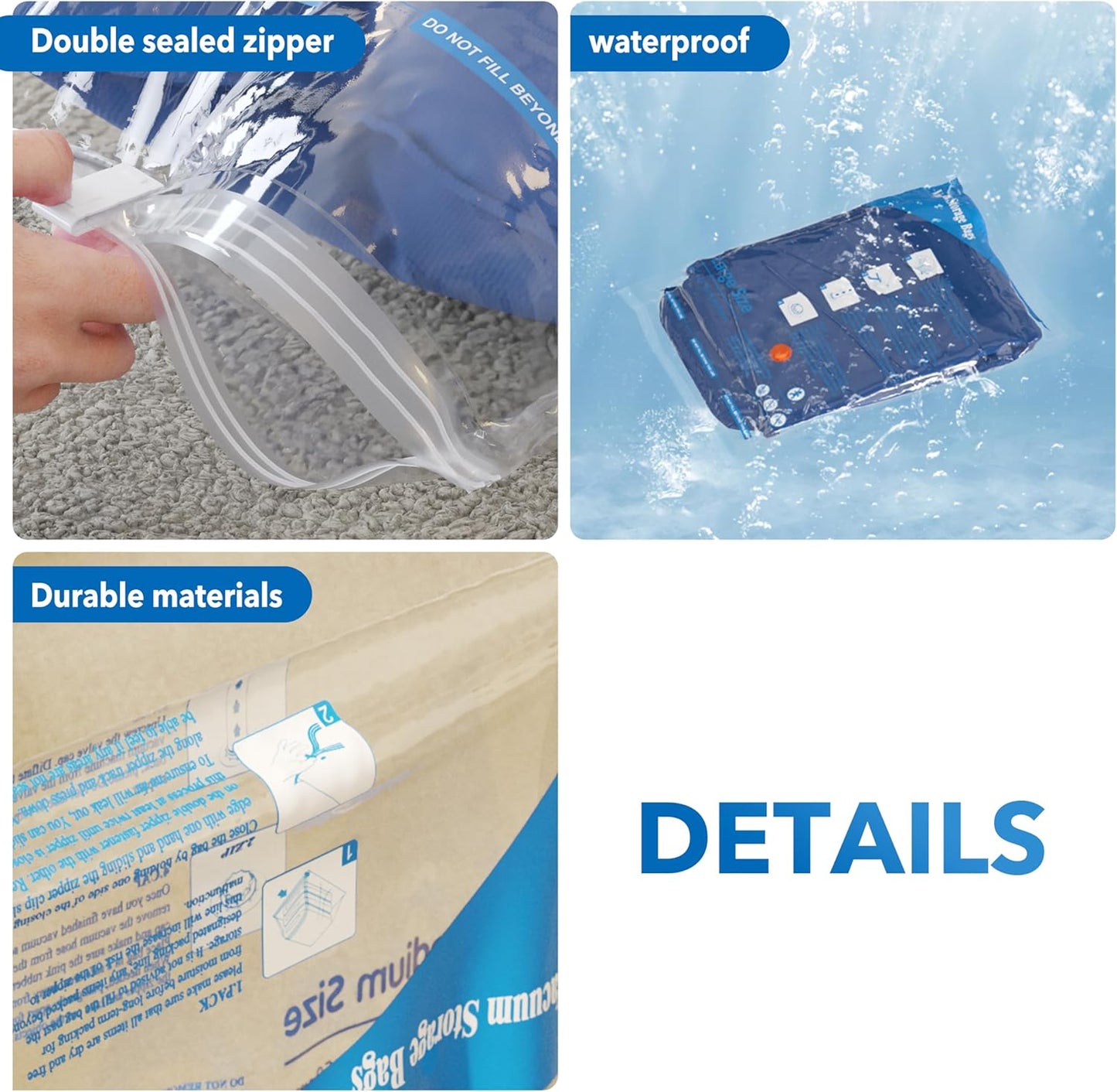 Skiennix Vacuum Seal Bags - Space-Saving Storage for Clothing & Bedding | 24 Pack with Electric Pump