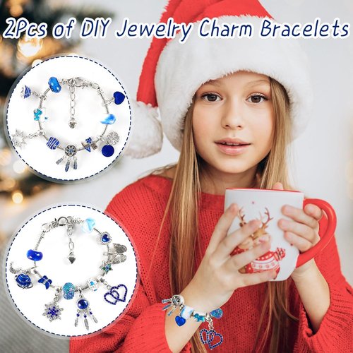 Advent Calendar Charm Bracelets 2025 - 24-Day Christmas Countdown Jewelry Making Kit for Girls