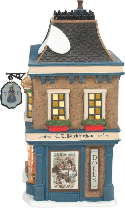 Department 56 Dickens Village T.L. Buckingham Doll Shop - Lit Building, 7.24 Inch, Multicolor