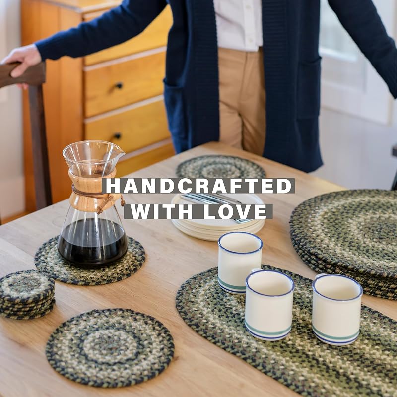 Pinecone Jute Braided Table Runner 11x36 Inches - Rustic Farmhouse Decor