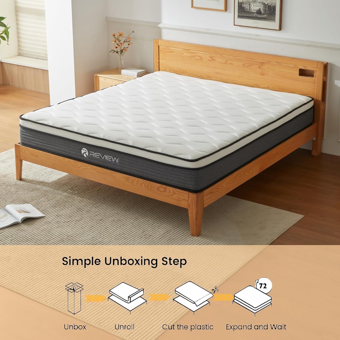 Skiennix Twin Mattress - 10 Inch Memory Foam Hybrid with Pocket Springs for Motion Isolation & Pressure Relief