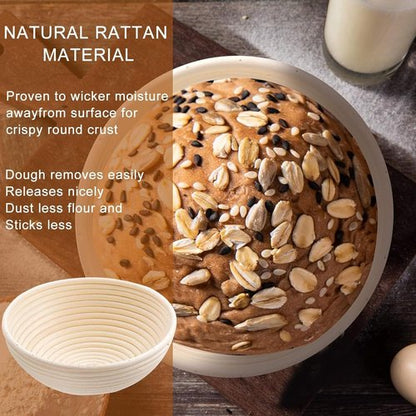 Dimpola Banneton Bread Proofing Basket - Set of 2 Handmade Rattan Sourdough Proofing Bowls | 9-Inch Size