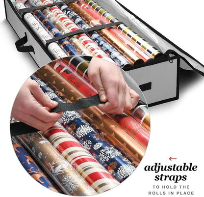 Gift Wrap Organizer by [Brand Name] - Christmas Wrapping Paper Storage Bag with Pockets | Fits Up to 24 Rolls
