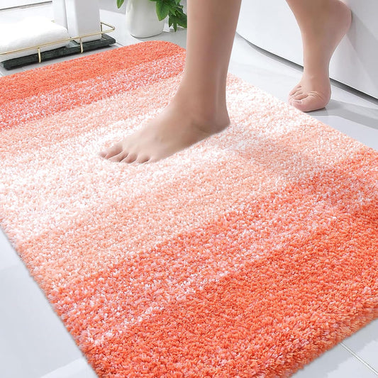 OLANLY Bath Rugs Mat - Extra Soft Microfiber, Quick-Dry & Machine Washable | 30x20 Inches, Coral Color