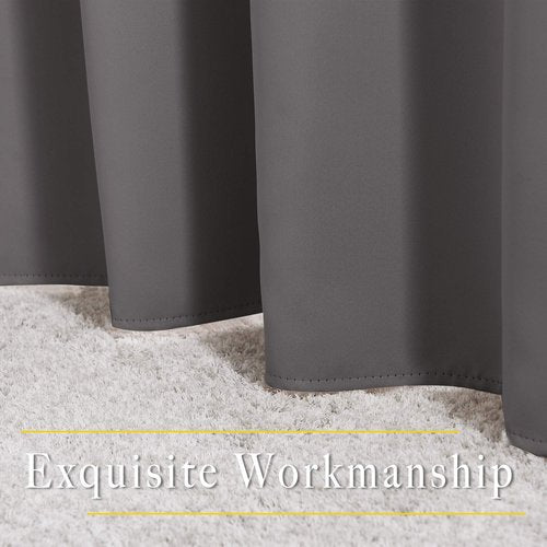NICETOWN Gray Blackout Curtains for Bedroom 84 inches Long - Thermal Drapes Grommet Room Darkening Light Blocking Curtains Window Treatments for Living Room (2 Panels, W52 x L84, Grey)