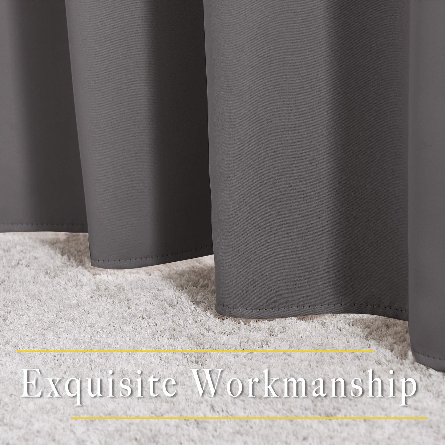 NICETOWN Bedroom Grey Blackout 120 inch Curtains - Triple Weave Energy Saving Thermal Insulated Solid Grommet Blackout Draperies for Patio, W52 x L120, 2 Panels