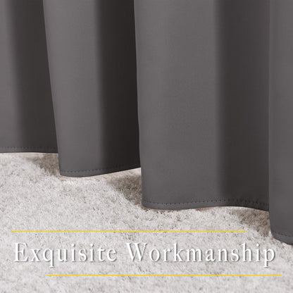 NICETOWN Bedroom Grey Blackout 120 inch Curtains - Triple Weave Energy Saving Thermal Insulated Solid Grommet Blackout Draperies for Patio, W52 x L120, 2 Panels