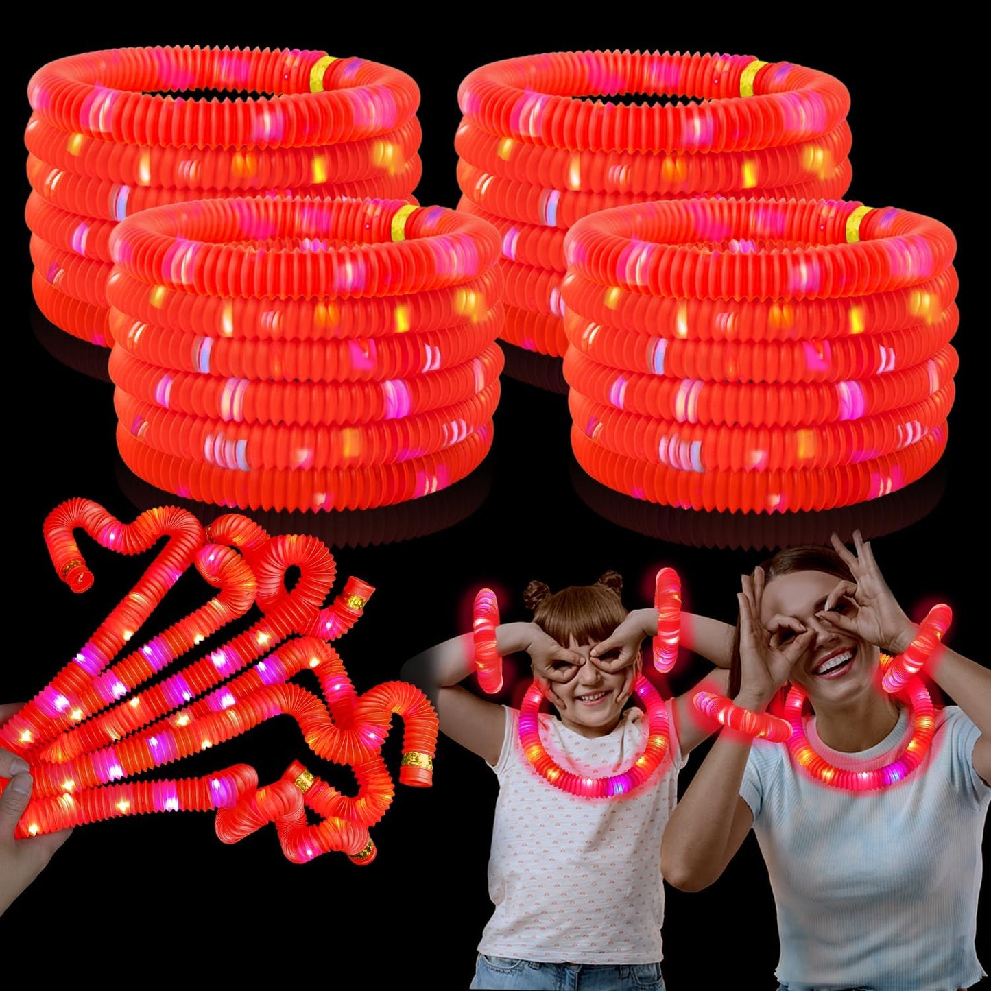 Regine Switzerland Glow Sticks - 12-24 PCS Red Graduation Light Up Bracelets & Necklaces | Perfect Party Favors for Kids