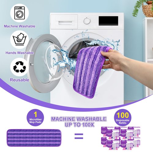 2 Pack Upgraded Reusable Mop Pads Compatible with Swiffer PowerMop, Mop Refill Pads Replacement for Swiffer Power Mop Spray Mop Pads for Multi-Surface Floor Cleaning, Quality Updated Cationic Material