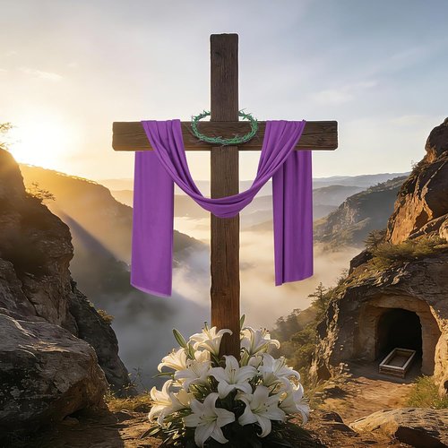 Crown of Thorns | 8" Wearable Christian Wreath with Purple Fabric for Lent & Easter Decor