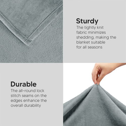 Utopia Bedding Fleece Blanket King Size Ash Grey 300GSM Luxury Fuzzy Soft Anti-Static Microfiber Bed Blanket (90x102 Inch)
