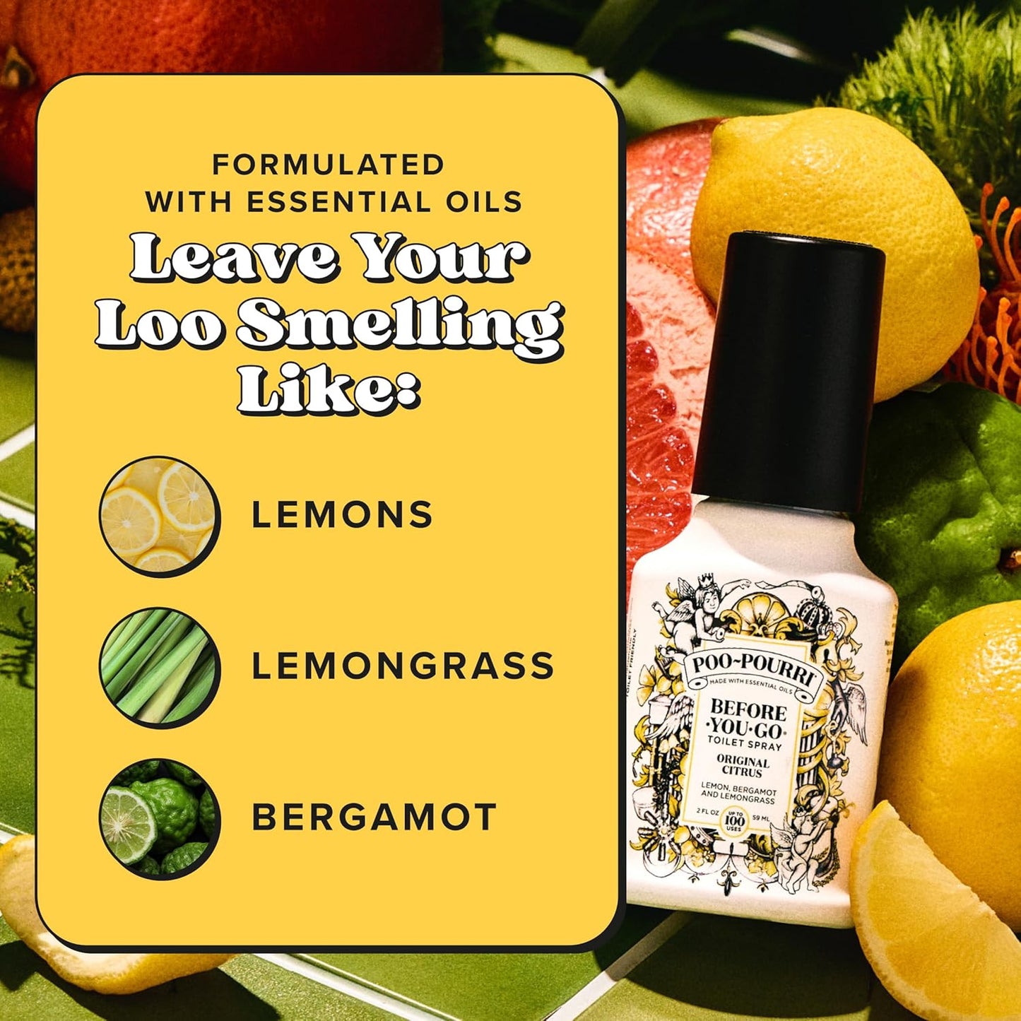 Poo-Pourri Toilet Spray Bundle - Original Citrus 2 Fl Oz & Travel Size 1 Fl Oz | Fresh Lemon & Bergamot Scent
