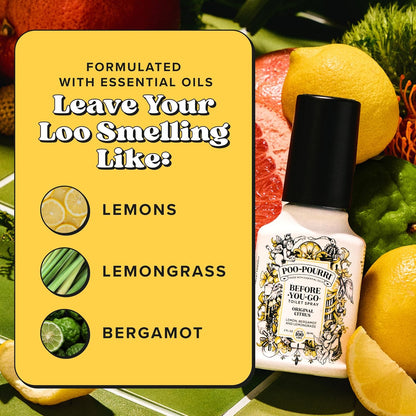Poo-Pourri Toilet Spray Bundle - Original Citrus 2 Fl Oz & Travel Size 1 Fl Oz | Fresh Lemon & Bergamot Scent